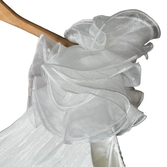 Mac Duggal White A Line Chiffon Long Dress 12 - Picture 10 of 13